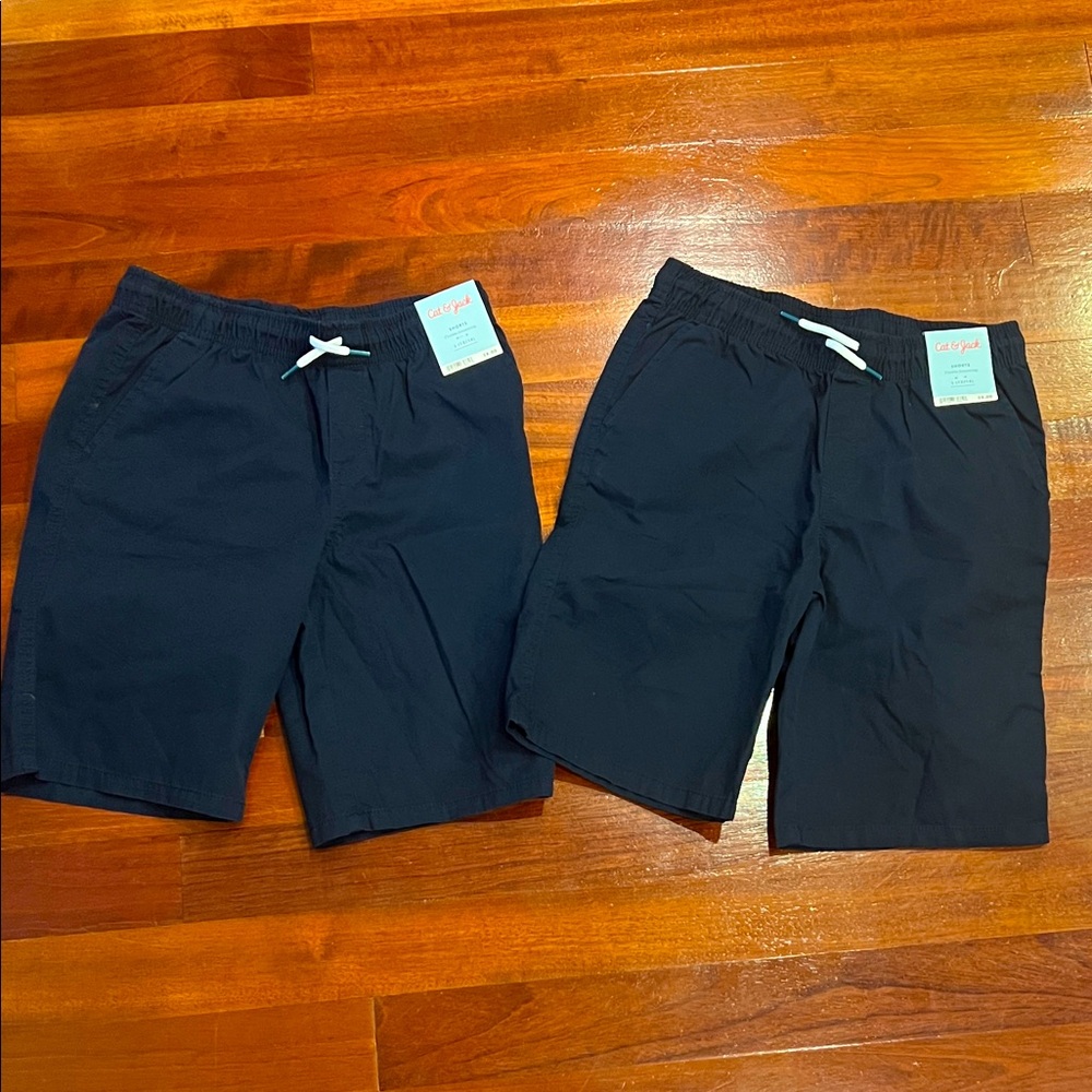 Cat and Jack Navy blue drawstring  shorts size Large 2 pairs